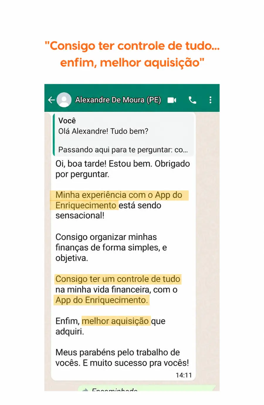 Depoimento de Alexandre — melhor aquisição
